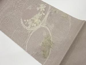 リサイクル　都製　紗紬すくい織流水に草花模様織出し袋帯